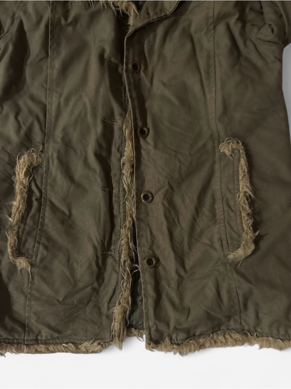 Olive Faux-Fur Trim Women's Coat - Picture 2 of 11